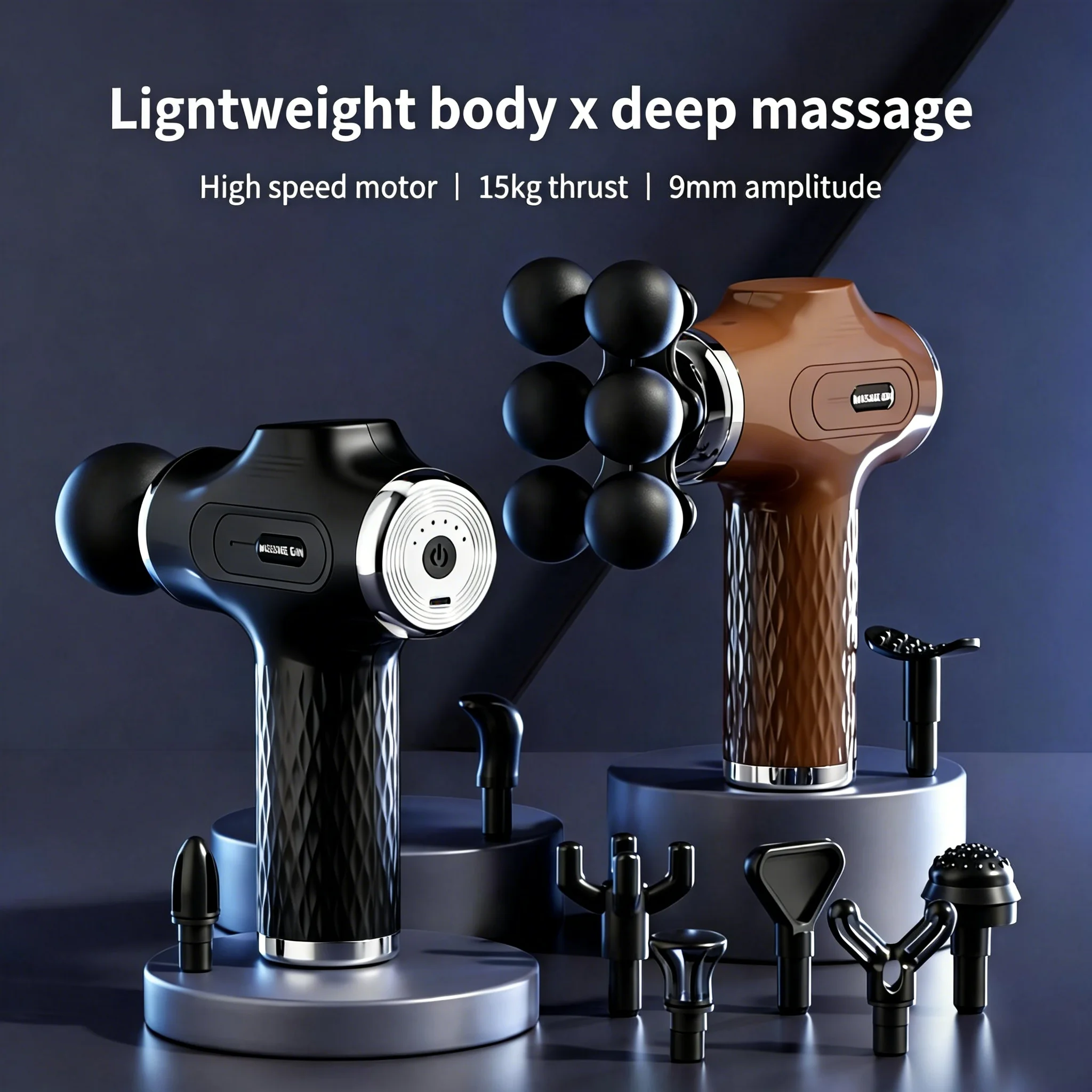 Health Wellness Massage - ปืนนวด 10 หัว สำหรับผ่อนคลายกล้ามเนื้อ ปืนนวดไฟฟ้าแบบสั่นสะเทือน สำหรับผ่อนคลายร่างกายและนวดตัว