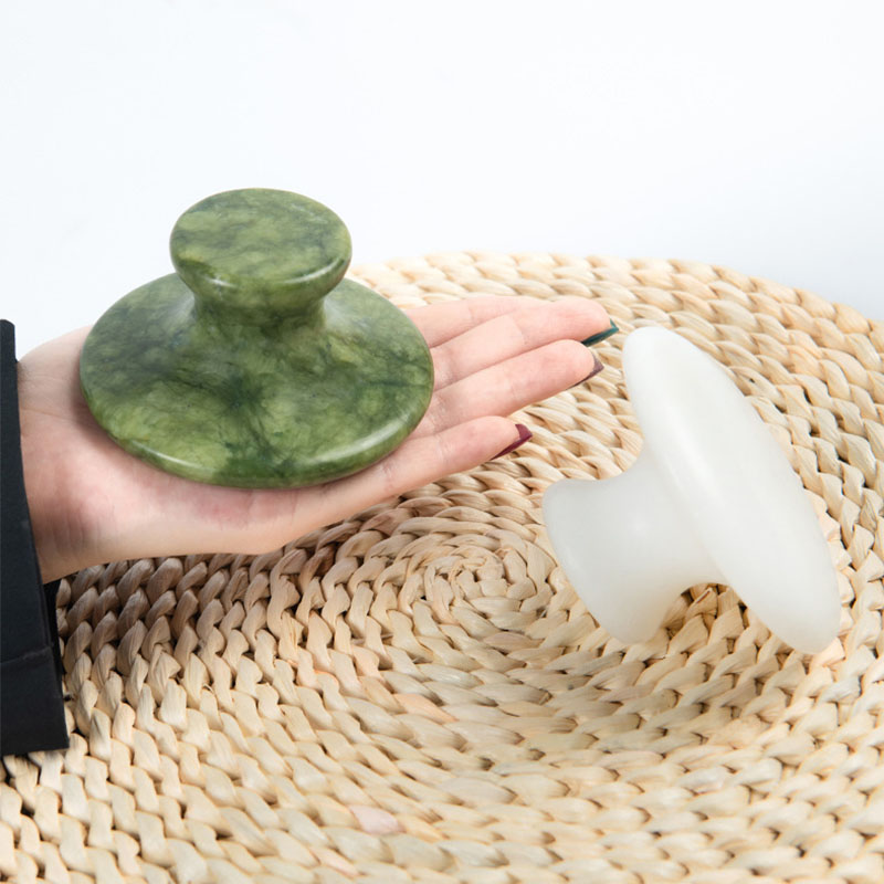 Jade Gua Sha Tool - เครื่องนวดหัวเห็ดหยกธรรมชาติขนาดใหญ่ ซิ่วหยู กัวซา สำหรับนวดหน้า บำรุงผิวพรรณ กระตุ้นการไหลเวียนโลหิต