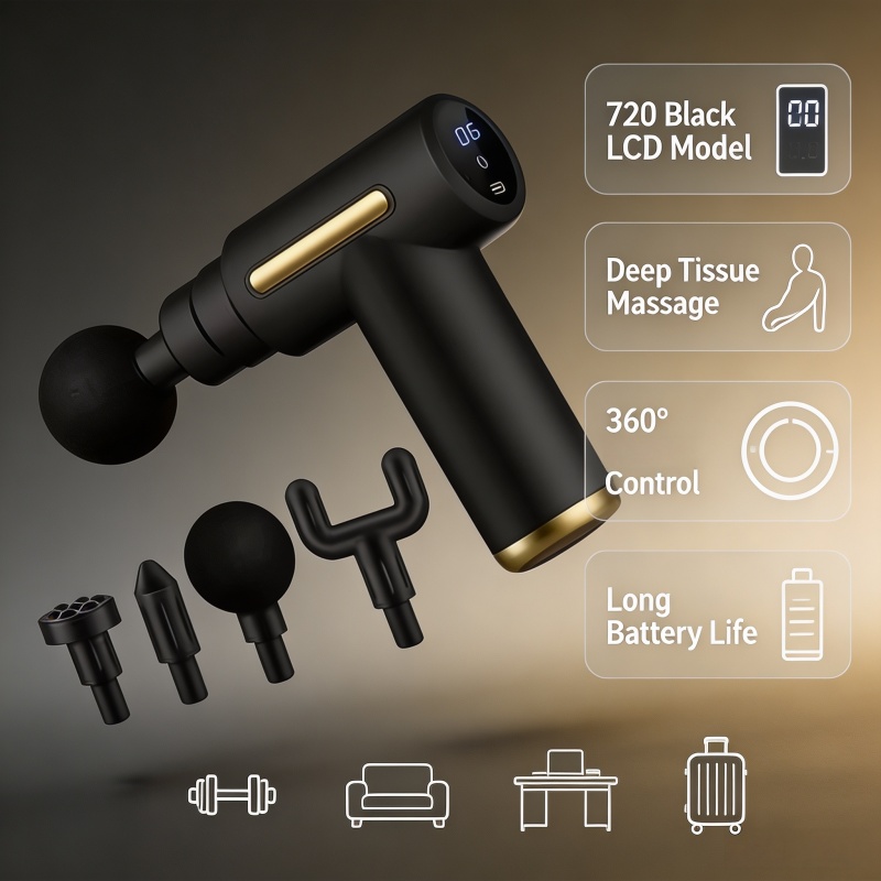 Health Wellness Massage - ปืนนวดกล้ามเนื้อแบบพกพา 2026 สำหรับนวดตัว พร้อมหน้าจอสัมผัส LED ปรับความเร็วได้