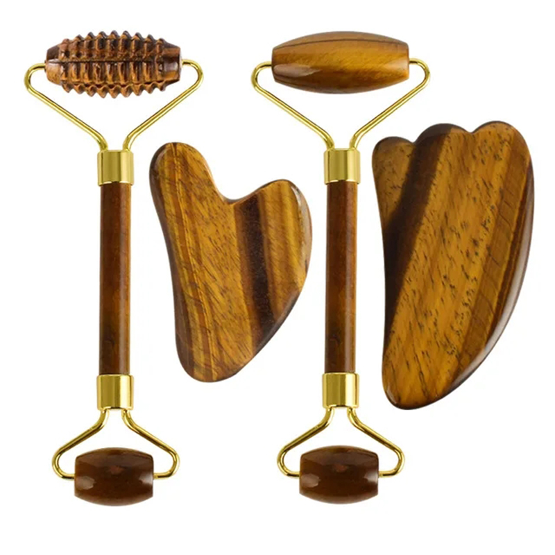 Jade Gua Sha Tool - ธรรมชาติ Tiger Eye Jade Roller Guasha
