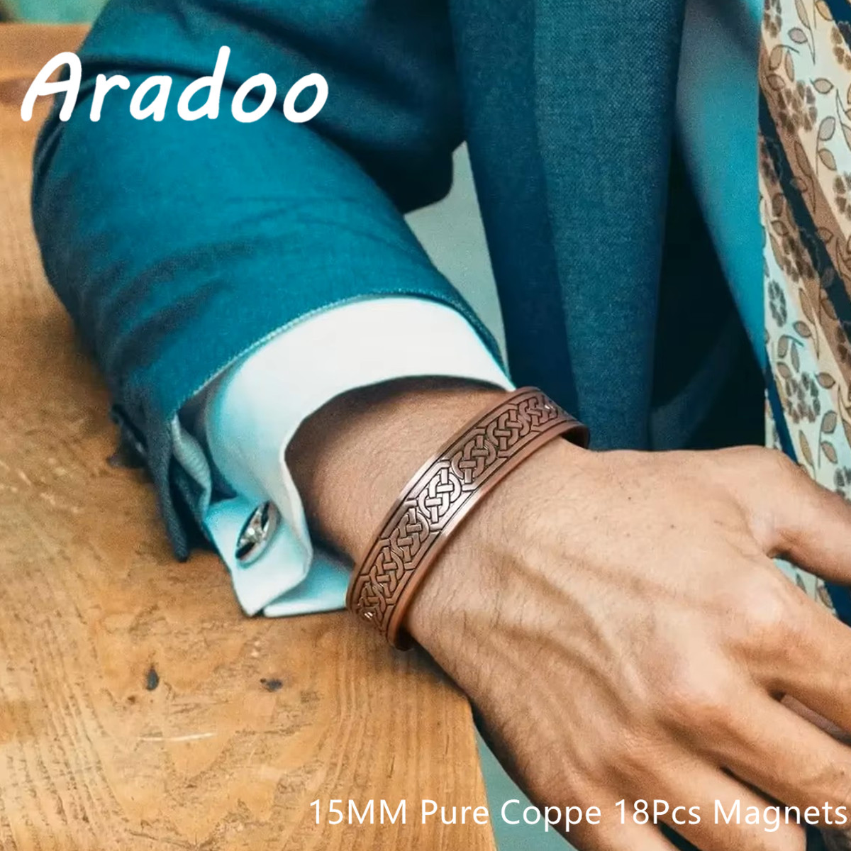 Therapy Health And Wellness - ARADOO Vintage ทองแดงบริสุทธิ์สร้อยข้อมือแม่เหล็ก 3500 Gauss Neodymium